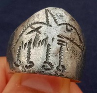 RARE Legionary Ancient late Roman Silvered Amazing Seal Ring Carved 