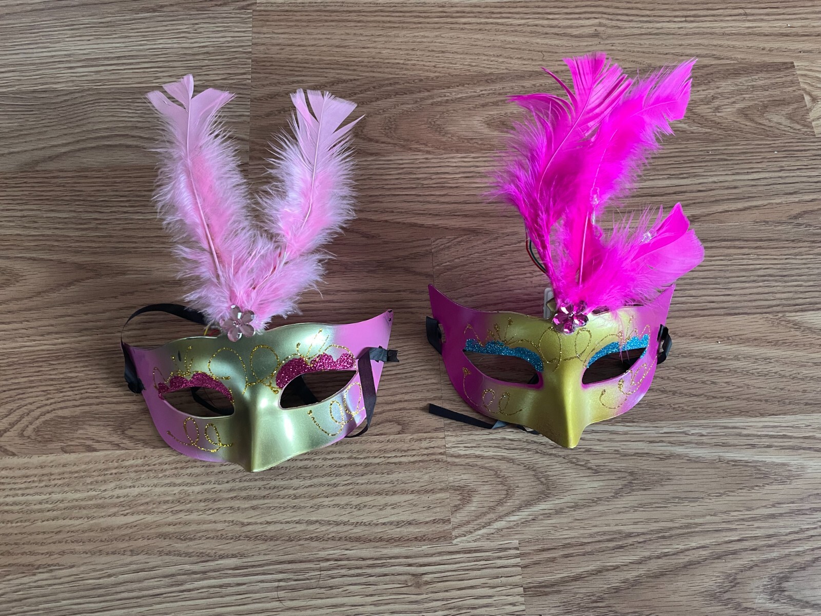 Women Eye Mask Light Up Party Mask Masquerade Mask Pink Feather Mask Lot of 2-image
