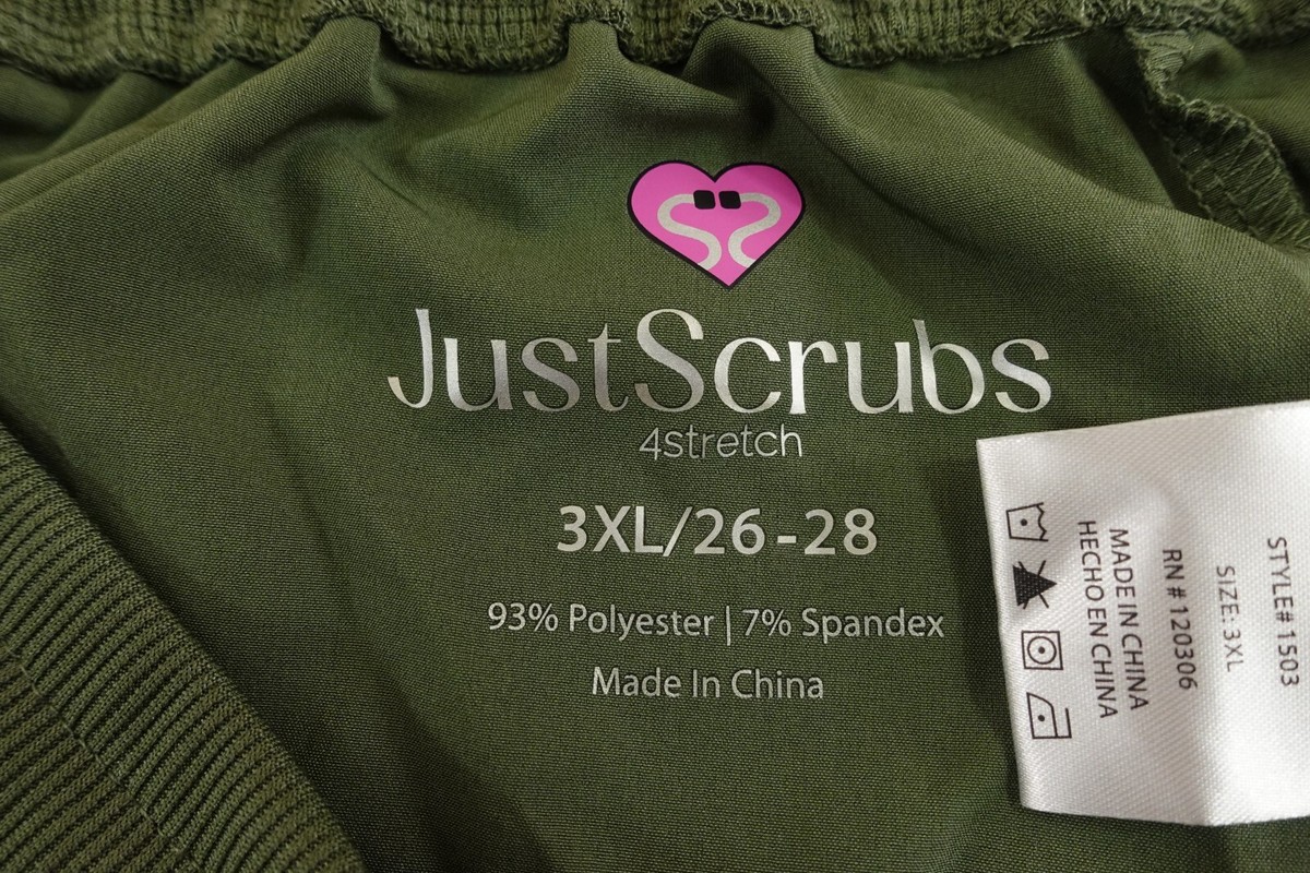 Just Scrubs Womens Size 3XL (26-28) Modern Fit Olive Green Stretch