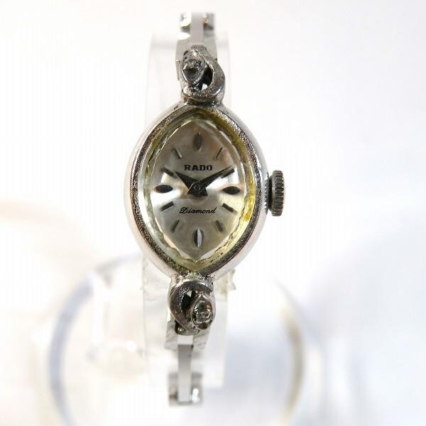 Rado Diamond Watch Manual 13mm Women's Silver Dial Swiss Made Oval Vintage Japan