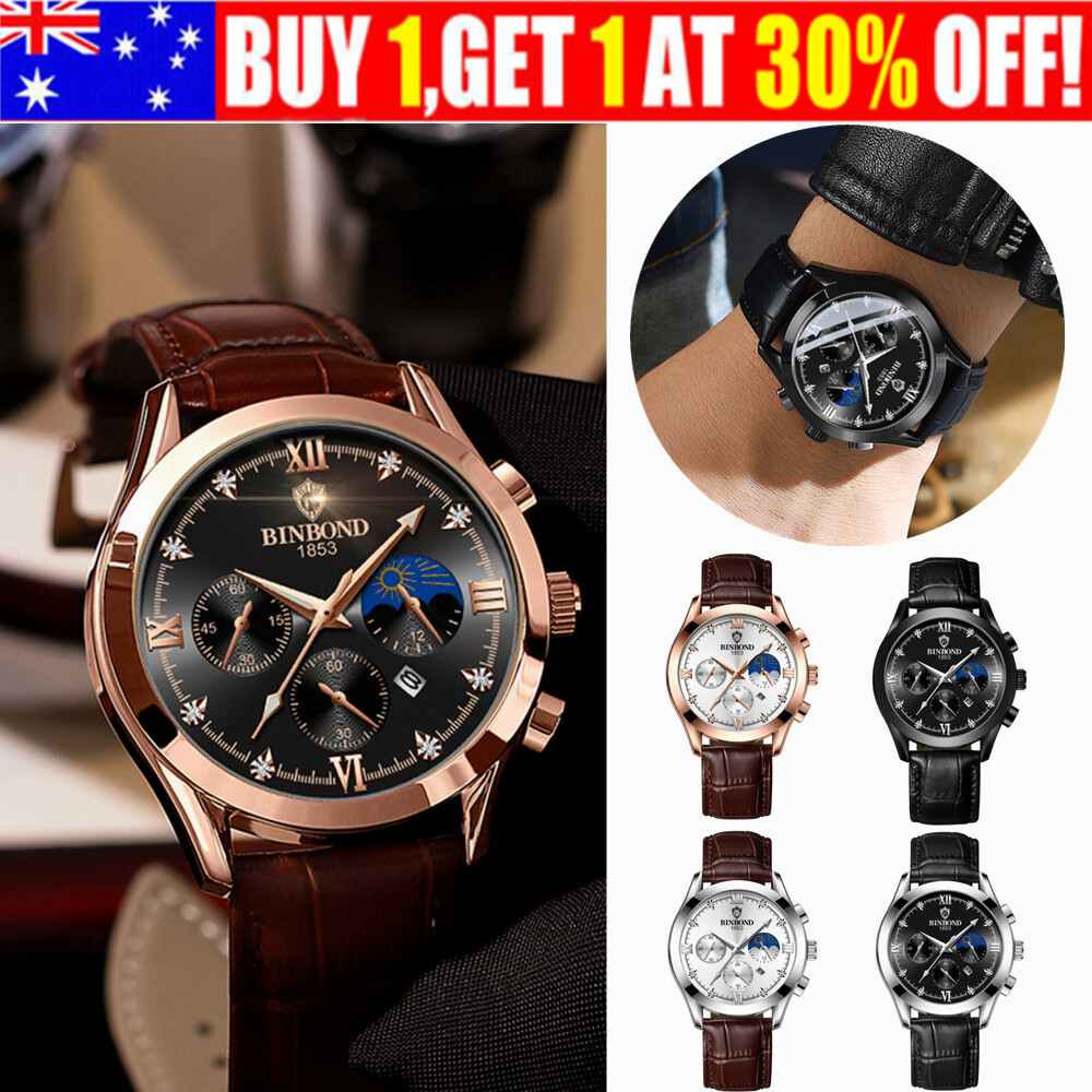 Classic Mens Dress Business Watches Luminous Waterproof Quartz Date Wrist Watch