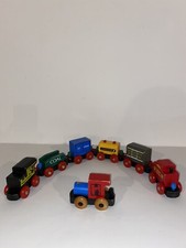 Vintage Wooden Train Set Montgomery Schoolhouse The Midget Railway Vermont 7 Pcs