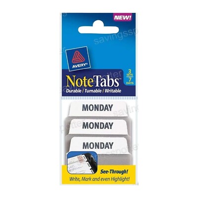 Avery 2 x 1.5 Note Tabs Days of the Week Notetabs Taupe Brown 3 Sets