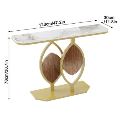 Rectangular Sintered Stone Console Table Entryway Display Tables Curved Corner