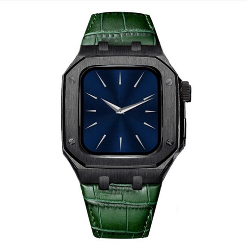 Boîtier Str en acier inoxydable lunette en chêne mod pour bracelet Apple Watch 44 mm 45 mm - Photo 81 sur 105