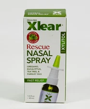 Xlear RESCUE Nasal Spray 1.5oz herbal sinus relief Xylitol oils NIB 05/2026