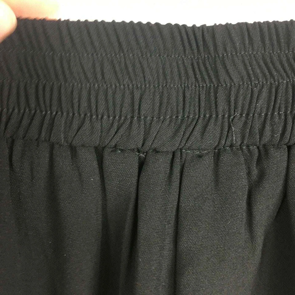 Pantalones Monroe & Maine para mujer talla 1X negros pierna ancha recortados fluidos elásticos tirar Foto 4 de 4