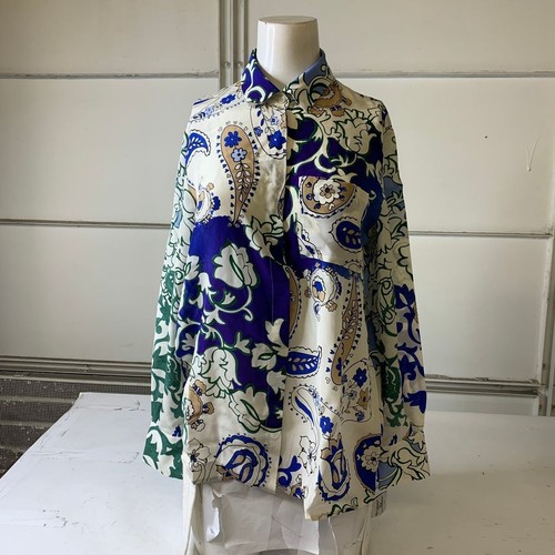 MARELLA Lava Silk Crepe Long Sleeve Shirt Women's Size 8 Green - Picture 1 of 7