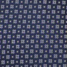 THE MENS STORE Navy Blue Silver FLORETTES Handmade Woven Silk Tie NWT
