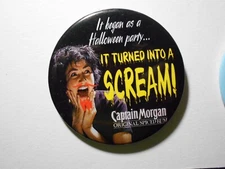 3" Halloween Party turned into a Scream Captain Morgan Rum cello pinback button