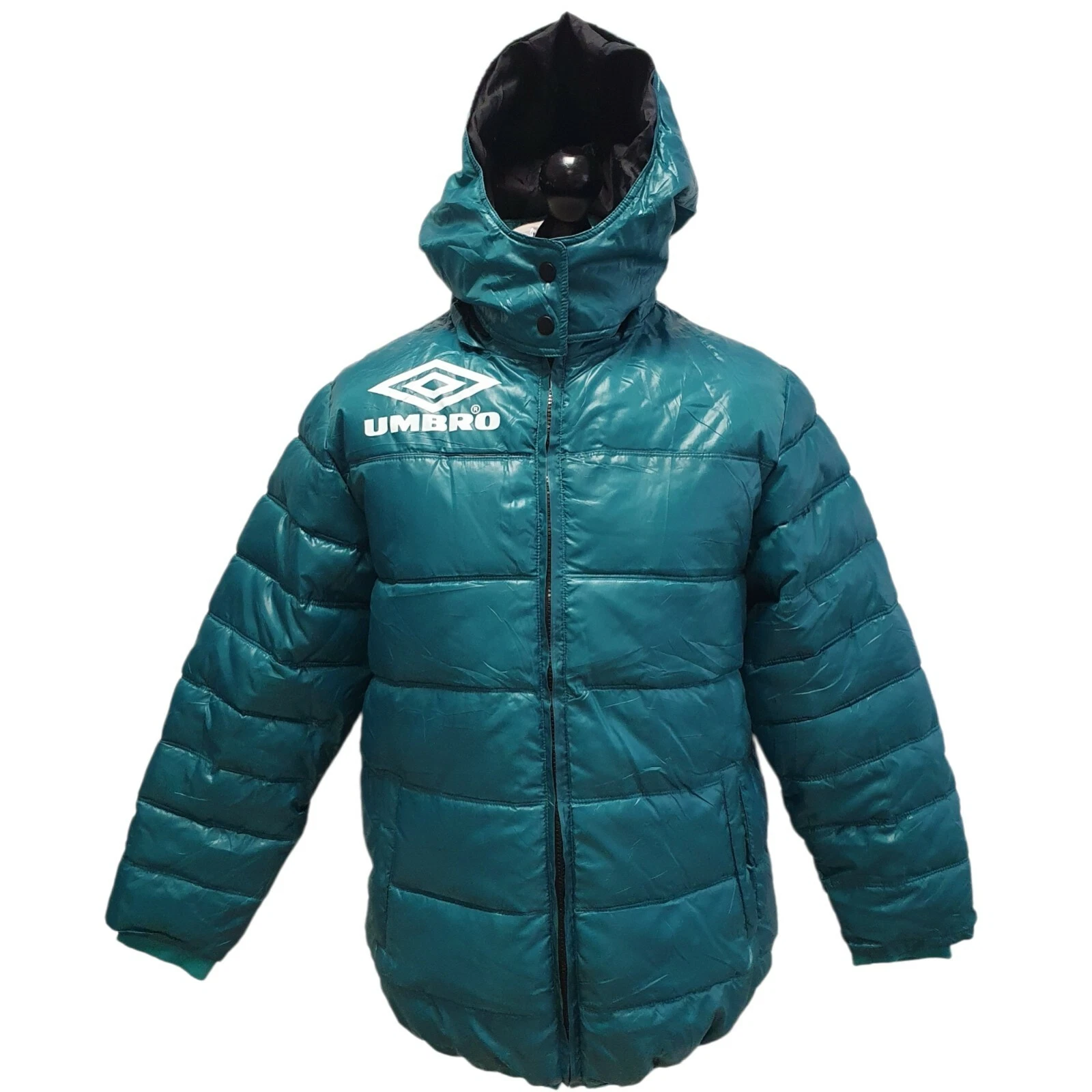 Vintage Umbro Puffer Jacket Green Zipped Hooded Men's uk M