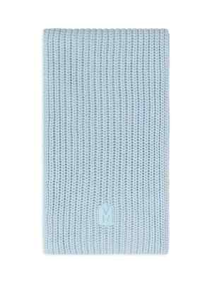 MACKAGE Scarf Blue Rectangle Knit Merino Wool Cozy Soft Logo NELL AIR 90x12 $175