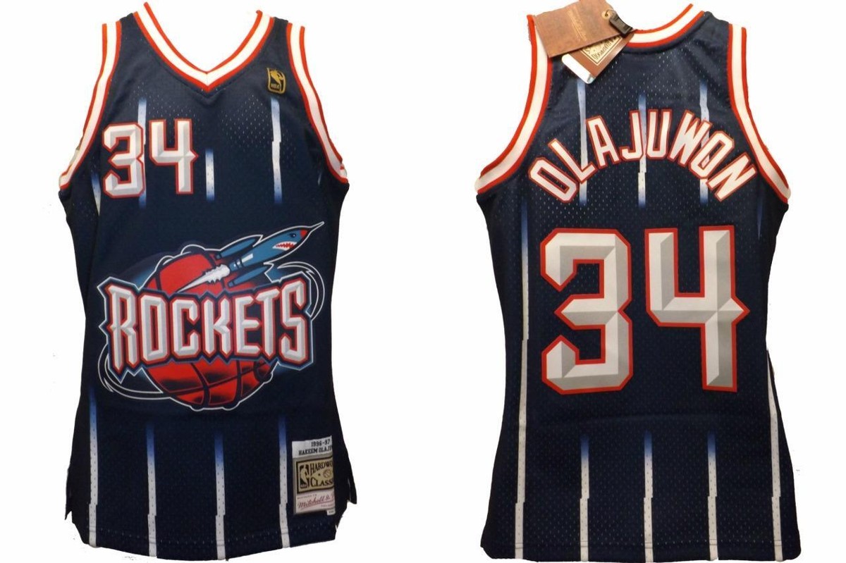 1996-97 Hakeem Olajuwon #34 Houston Rockets Mens Mitchell & Ness