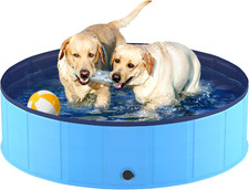 Foldable Dog Pool, Collapsible Hard Plastic Swimming Pool, 48 X 12 Inches