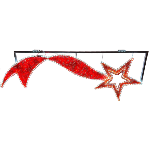 Stella Cometa Decorativa Natalizia Con LED Blu &ndash; 80 Cm &ndash; Luce Calda