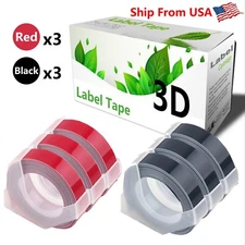 (3Red,3Black) Label Tape used for Dymo 20008 Dymo 20008CP Label Makers