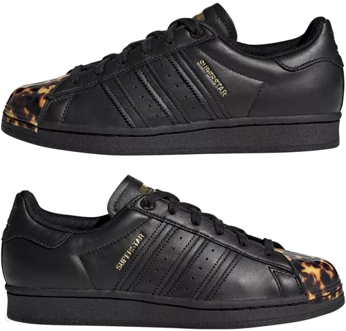 WOMENS ADIDAS SUPERSTAR ORIGINALS BLACK GOLD CHEETAH CASUAL ATHLETIC SHOES - Picture 6 of 7