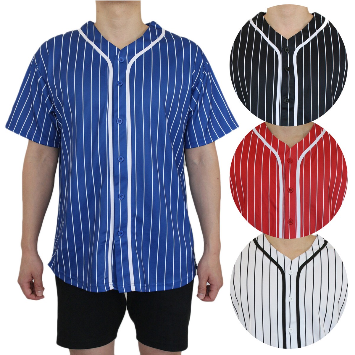 MEN'S STRIPE BASEBALL JERSEY BUTTON DOWN SHORT SLEEVE SHIRTS MEN'S STRIPE BASEBALL JERSEY BUTTON DOWN SHORT SLEEVE SHIRTS