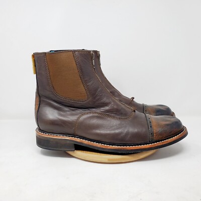 PS Kaufman Men\'s Dark Brown Leather Chelsea Boot with Brogue Toe Modern Brown Leather Brogue Dress Chelsea Boots – Hollo Shoe main image 4