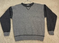 Vintage Norm Thompson Men  s Lambswool Pocket Sweater Size L Gray/Charcoal Cozy