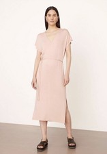  Vince Double V Neck Popover T Shirt Dress Lily Blush Size M Rayon/ Spandex