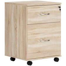 HOMCOM Mobile Filing Cabinet Oak