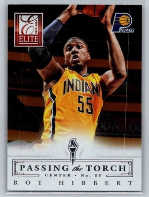 2013-14 Panini Elite #16 Roy Hibbert / Hakeem Olajuwon Passing The Torch F33