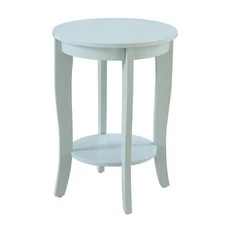 Pemberly Row Transitional Wood Round End Table in Sea Foam Green