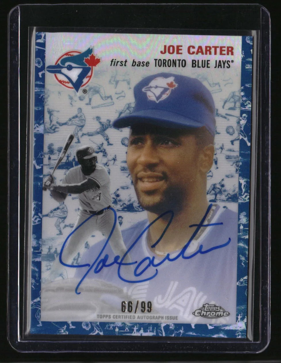 2023 Topps Chrome Joe Carter Autographs Platinum Toile Cream Blue #/99