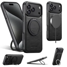 Magnet PU Leather Stand Back Case For iPhone 17 Air 16 15 14 13 12 Pro Max Plus