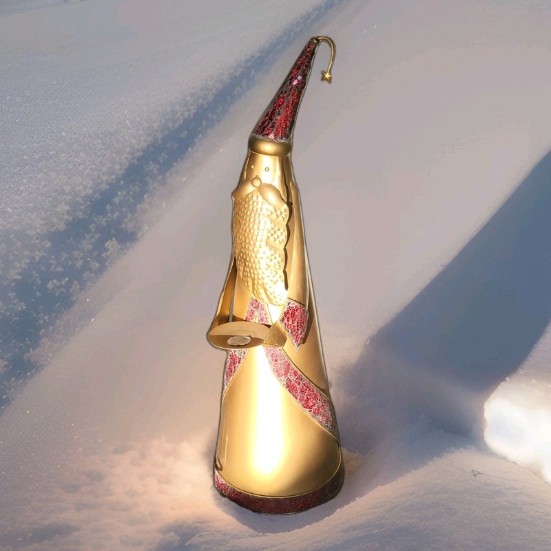 Tall Metal Santa Candy/Candle Holder Gold/Red 42" Tall