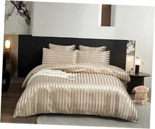 5-Piece Satin Duvet Cover Set Size - 1 Duvet Cover, 4 Pillowcases - Full Khaki