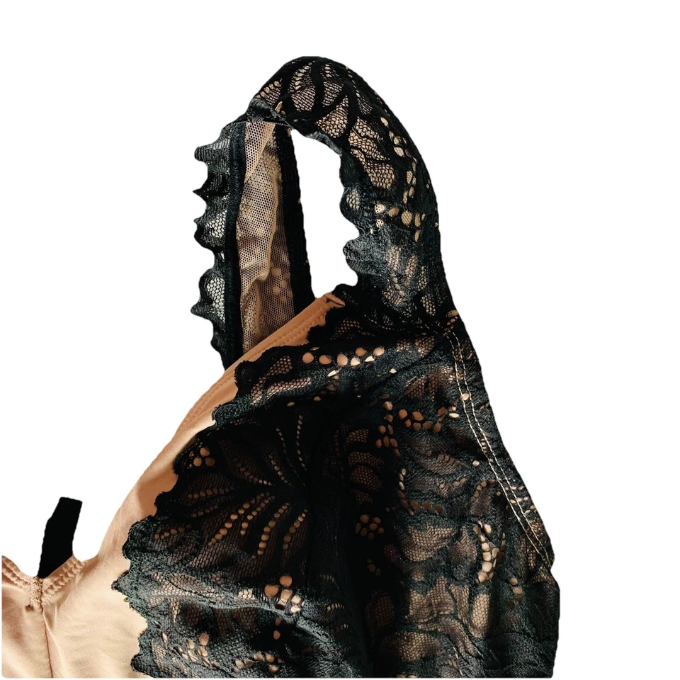 Torrid Curves Bralette Size 2 Black Lace Satin Copper Tan Plus Size Comfort - Image 4 of 4