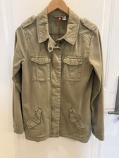 H M Divided Women s Casual Jacket In Olive Green Pockets Snap Closure In Size 8.
