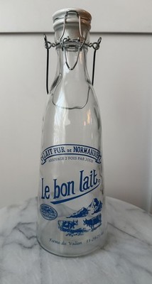 Le Bon Lait Normandie Large Milk Bottle Swing Top Wire Porcelain Cap Rubber Seal