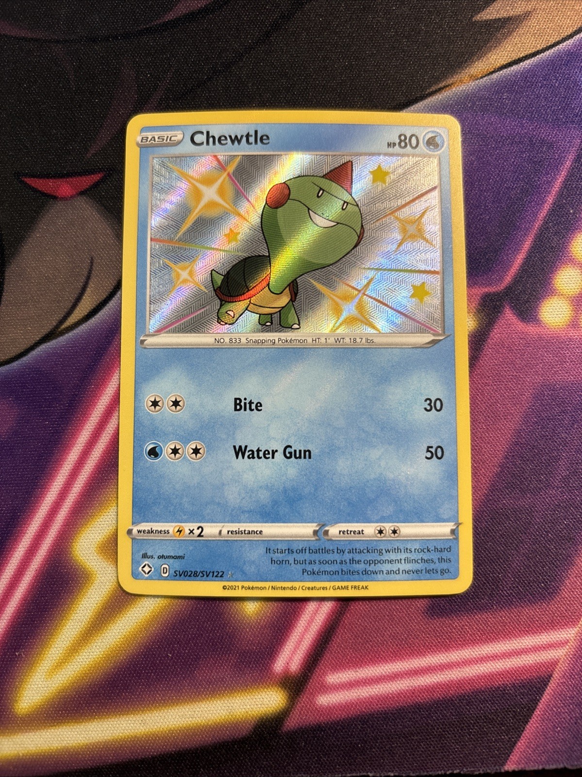 Chewtle - SV028/SV122 - Pokemon Shining Fates Sword Shield Shiny Rare Card NM