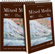 Mixed Media Sketchbook 9" x 12" 60 Sheets Each 98lb 160gsm 2 Pack Heavyweight