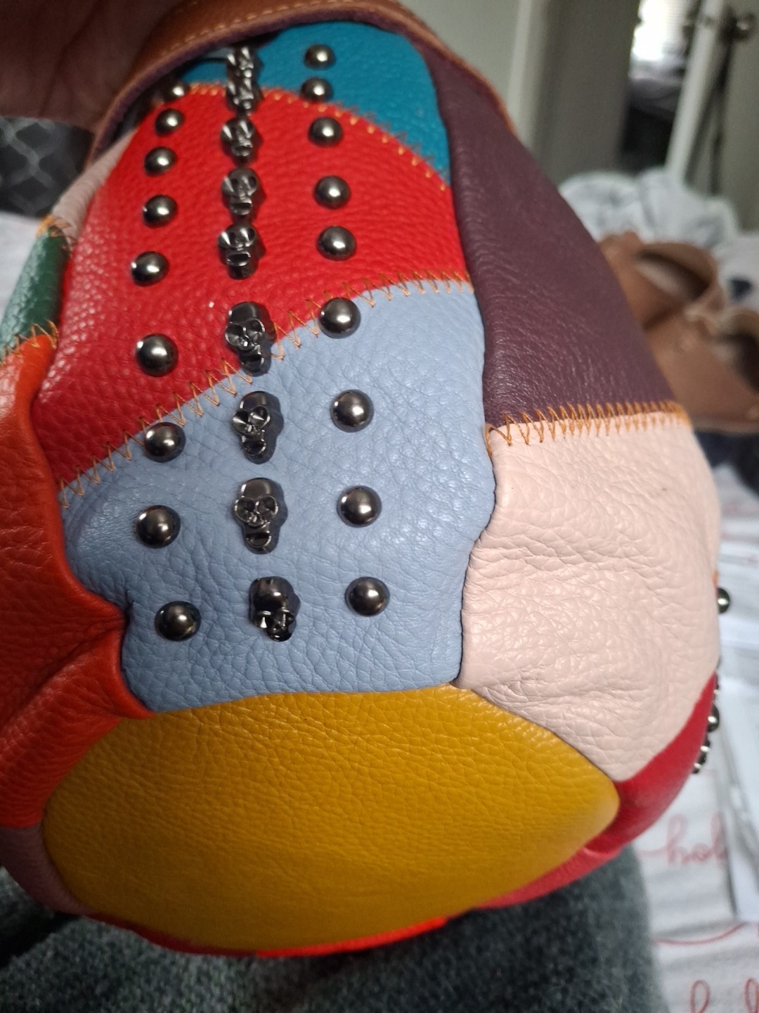 Ameri Leather Colorful Patchwork  Drawstring Pouc… - image 11