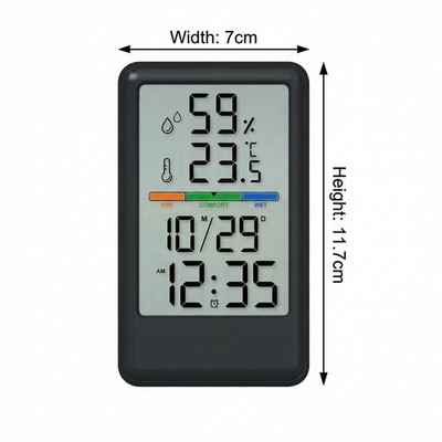 Temperatur- und Luftfeuchtemessgerät mit digitalem Wecker für Home Office