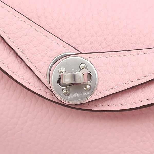 HERMES Lindy 2 Mini Shoulder Bag, Taurillon Clemence Leather, Rose Sakura K image 5