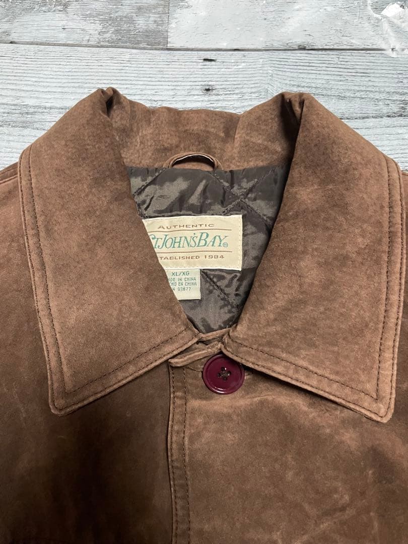 Vintage 90s St. John's Bay XL Suede Leather Jacket Coat Rare image 3