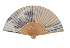 Styleneo Japanese Folding Fan - Traditional Woven Bamboo  Polyester, 21cm