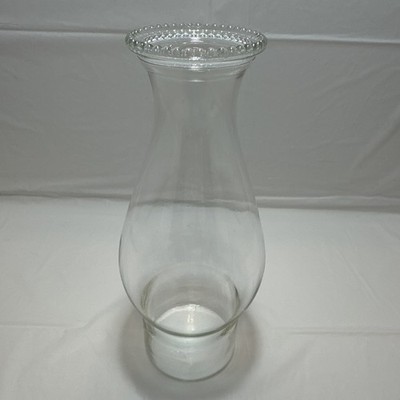 Vintage Anchor Hocking Glass Hurricane VASE Beaded Pie Crust Top Floating Candle