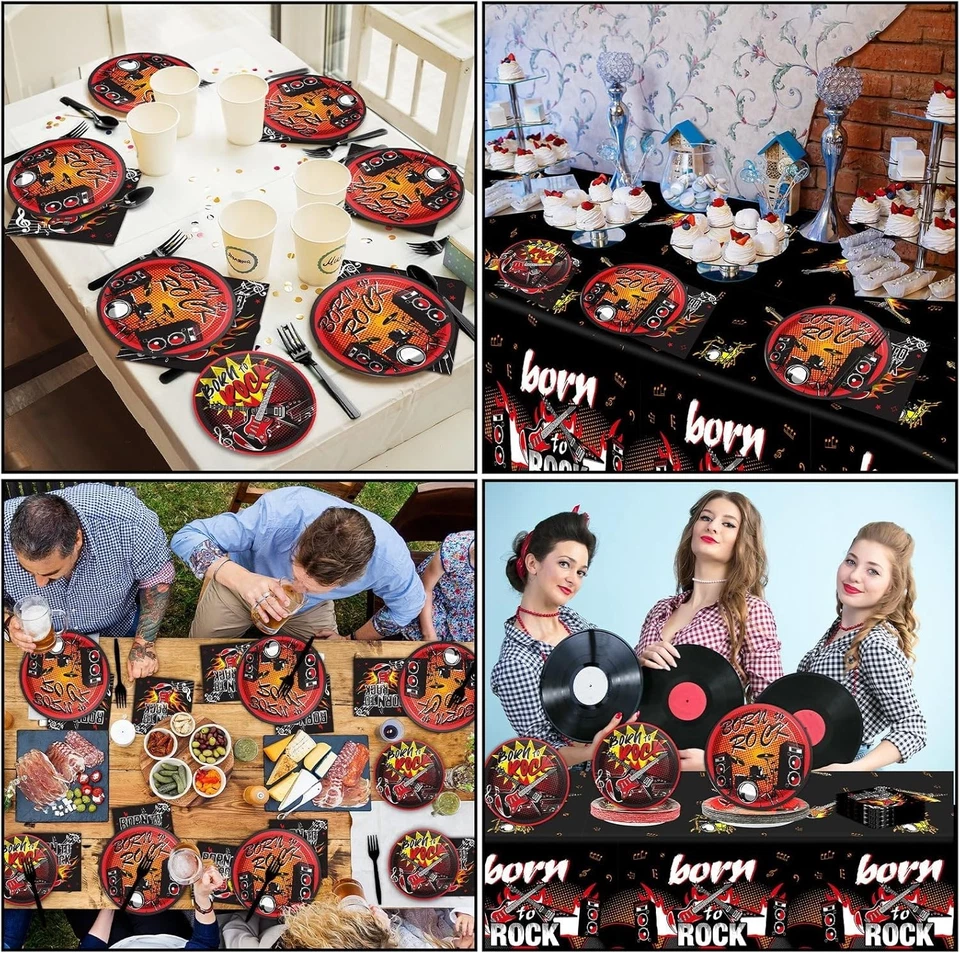 Rock Themed Party Supplies Music Party Tableware Set for 24 Guests Rocking Bi... - Image 4 of 4