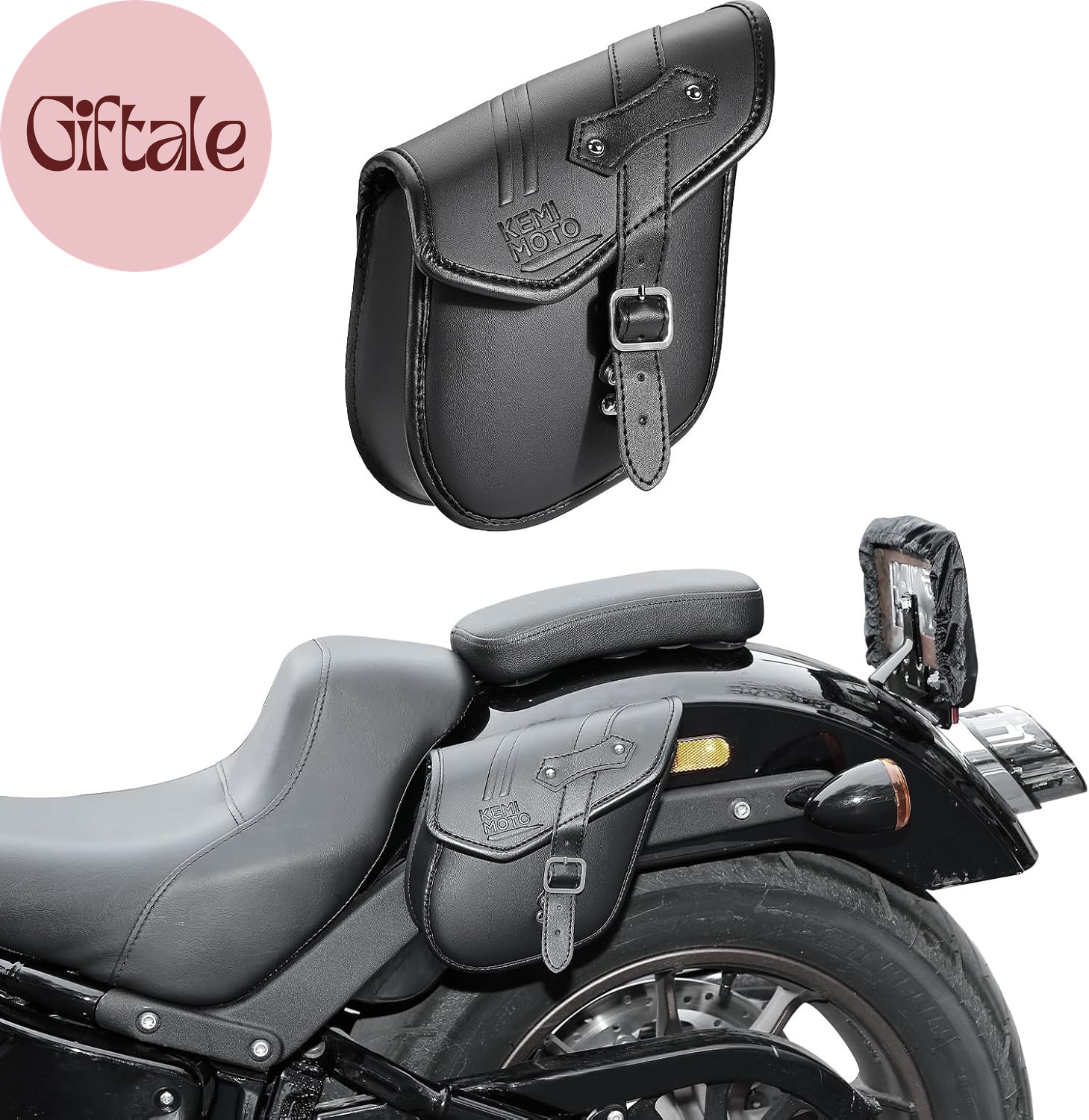 Mini Motorcycle Side Bag 2.5L Rhombus PU Leather Motorcycle Small Saddlebag Comp