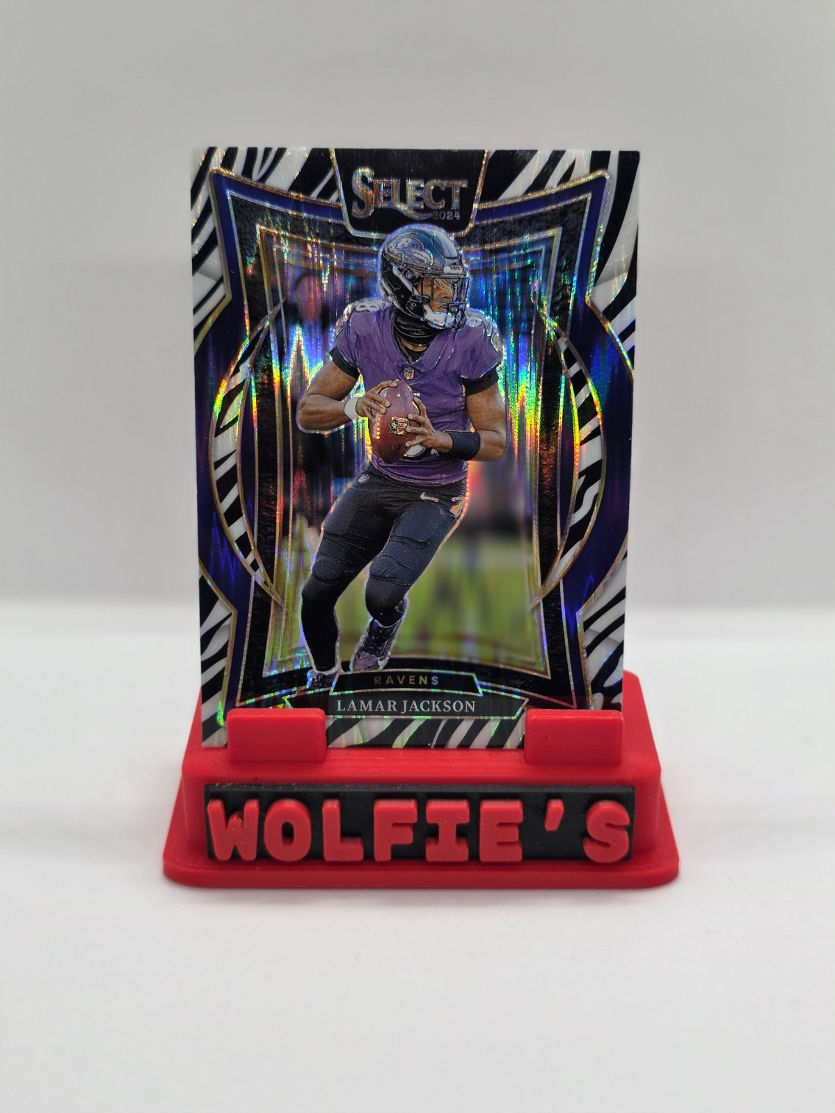 2024 Panini Select - Concourse Lamar Jackson #35 Zebra Shock Prizm