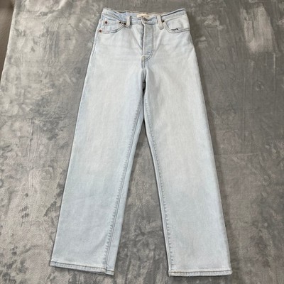 Levis Womens Jeans Size 26 Ribcage Straight Ankle Light Wash Blue High Rise