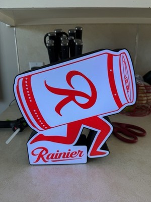 Rainier Beer Running Man LED Light Up Sign Bar Man Cave