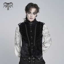 Devil Fashion Men Black Embossed Retro Velvet Victorian Gothic Waistcoat