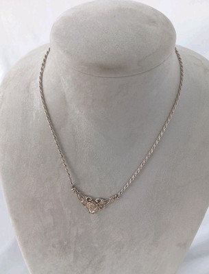 1990er Beverly Hills Sterlingsilber Rose Anhänger mit 925 Halskette 16'' mit Etui